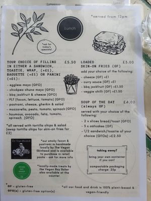 Lunch menu at Baobab in Banff