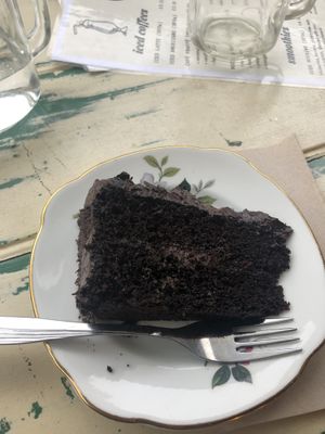Chocolate fudge cake at Baobab in Banff