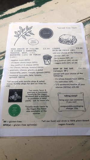 Menu at Baobab in Banff