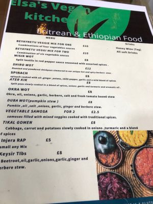 Menu Sept 2020.  at Elsa's in South West London