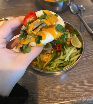 Tofu bao bun and tofu rendang  at Tuk Tuck in Bristol