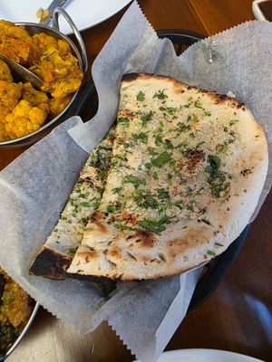 Naan made without dairy at Spirit of India in Lexington