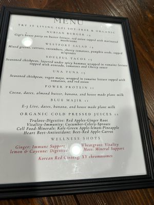 Menu  at Gigi's Vegan + Wellness Cafe in Kansas City