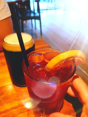 Lychee mocktail & dark ale at Dr Mauve Bar & Lounge in Bright