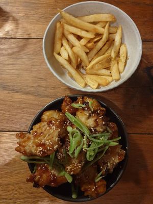 Chips w/curry salt $12.00, Sticky fried cauliflower $18.00 at Dr Mauve Bar & Lounge in Bright