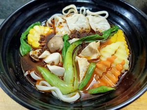 Mala Noodle soup at Veggie Lover Cafe in Vientiane