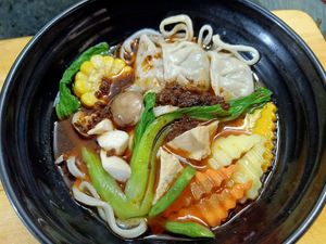 Wonton Mala Soup at Veggie Lover Cafe in Vientiane