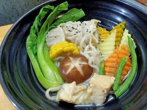 Wonton Noodle Soup at Veggie Lover Cafe in Vientiane