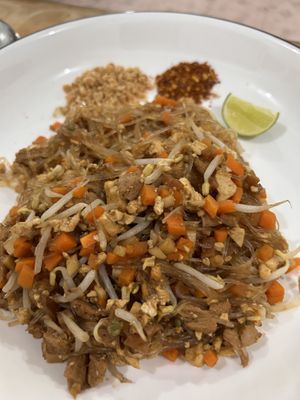 Pad Thai (tip- don’t stir in all of the chilli unless you’re a pro )  at Veggie Lover Cafe in Vientiane