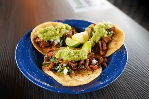 "Los Campechanos"
Seitan- based tacos (beef style) with plant based chorizo", guacamole, cilantro and oion.
the very special of the house! at Version Vegana in San Andres Cholula