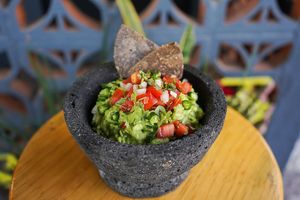 "Guaca Guaca"
Guacamole "pico de gallo" style... at Version Vegana in San Andres Cholula