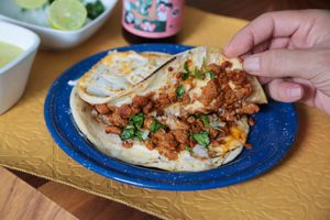 "La gringa SABROSA"
The very special dish in México, "la Gringa" but in a vegan version. (soy based). at Version Vegana in San Andres Cholula