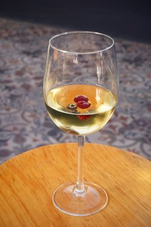 hand made Maracuyá wine at Version Vegana in San Andres Cholula