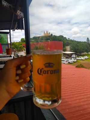 Beer with a good view at Version Vegana in San Andres Cholula