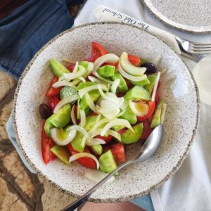 Off-menu request - tomato & cucumber salad at Old School Taverna in Corfu