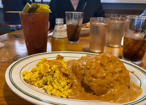 Vegan biscuits and gravy  at Wonderland in Milwaukee