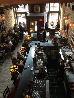 View from the upper level seating area at Brick & Bourbon in Stillwater