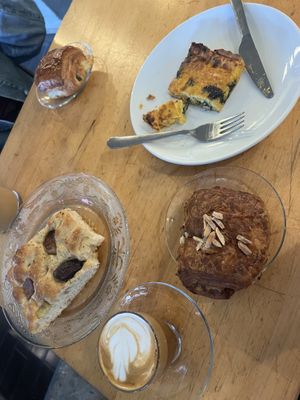 EXCELLENT vegan quiche, almond-chocolate croissant, and focaccia!  at L'imprimerie in Brooklyn