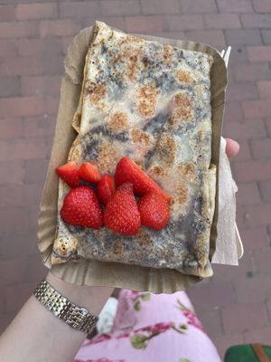 Vegan Bionella Crêpes with local Strawberries   at Strandcreperie in Scharbeutz