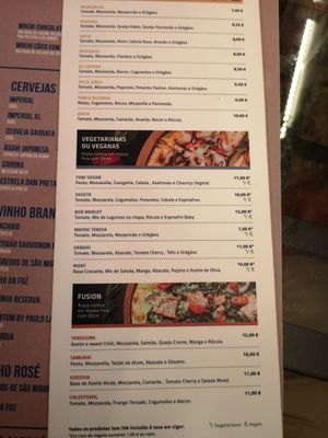 Pizzas 100% vegan at Sushi Mood in Sesimbra