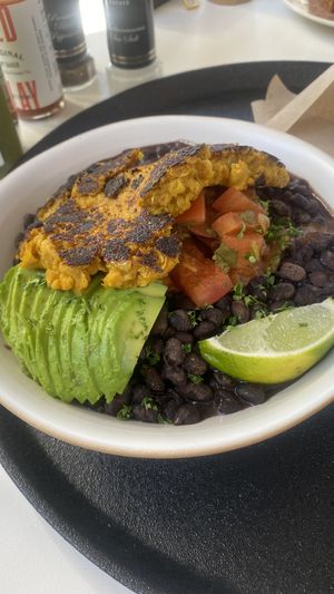 Cuban breakfast with chickpea scramble   at Raw and Juicy in Alys Beach