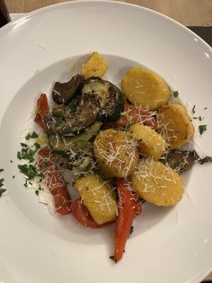 Versehentlich Parmesan drauf, eigentlich vegan: Selbstgemachte Süßkartoffel-Gnocchi  at Wirtshaus Frankenstube in Nuremberg