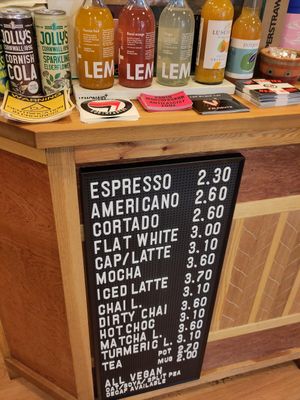 Price list Sept 2024 at Rubicund Books and Coffee in Falmouth