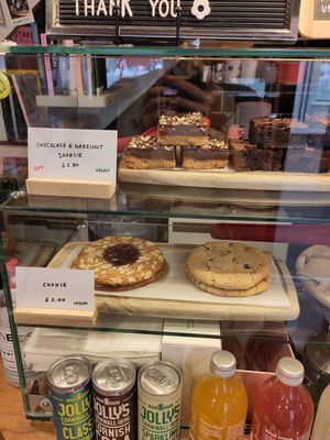 More cakes in counter Sept 2024 at Rubicund Books and Coffee in Falmouth