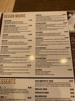 De menu  at Garlic n Greens in Bruges