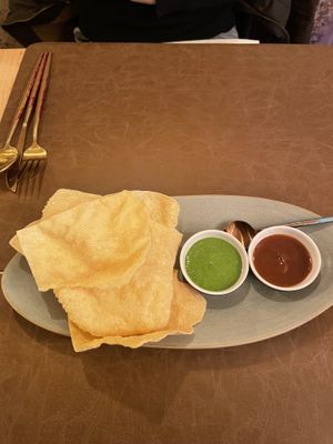 Papadams  at Garlic n Greens in Bruges