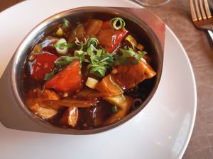 Main dish at Garlic n Greens in Bruges