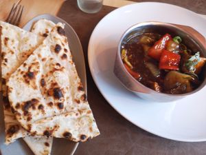 Main dish at Garlic n Greens in Bruges