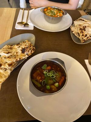 Chili Tofu and Tikki Masala   at Garlic n Greens in Bruges