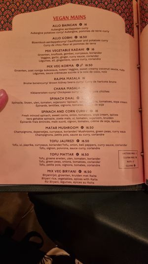 Page with vegan mains at Garlic n Greens in Bruges
