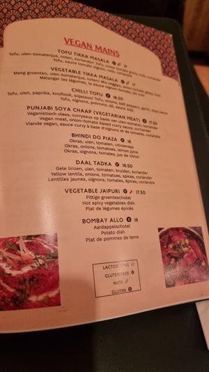 Another page with vegan mains at Garlic n Greens in Bruges