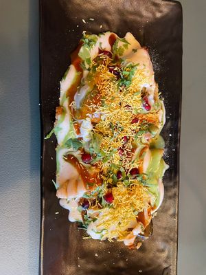 Samosa chaat at Garlic n Greens in Bruges