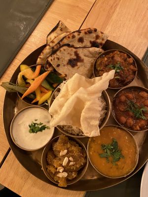 Vegan Thali (22€ - Roti instead of Naan)  at Garlic n Greens in Bruges