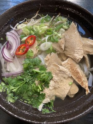 Pho with vegan meat   at Linh - Not Just A Restaurant in Prague