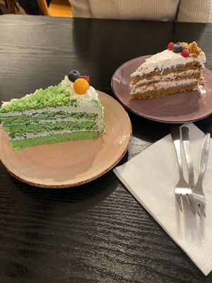 panda cake and carrot cake #Veganuary at Linh - Not Just A Restaurant in Prague