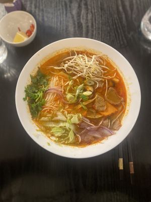 Spicy noodle soup  at Linh - Not Just A Restaurant in Prague
