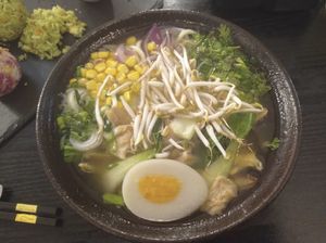 Vegan ramen with vegan egg at Linh - Not Just A Restaurant in Prague