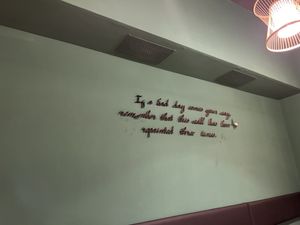 „If a bad day comes your way, remember that this wall has been repainted three times“ 😂  at Linh - Not Just A Restaurant in Prague
