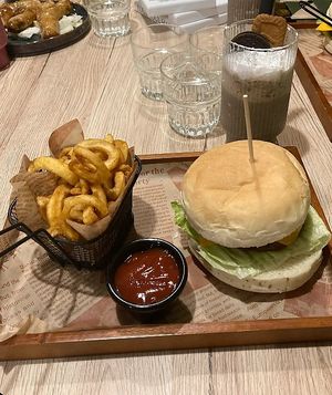 Homemade burger + cookie milkshake   at Linh - Not Just A Restaurant in Prague