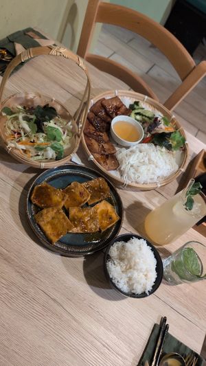 Dragon tofu and bun cha (soy steaks were to die for) at Linh - Not Just A Restaurant in Prague