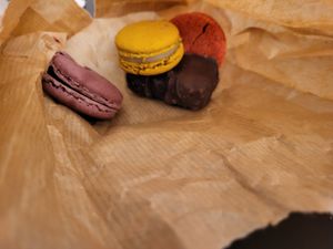 Macarons and snickers bar at Linh - Not Just A Restaurant in Prague