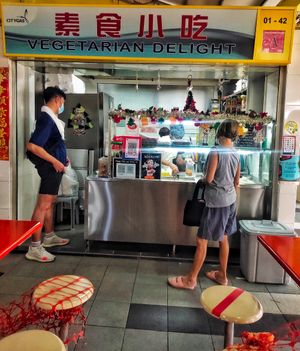 Stall front at Vegetarian Delight 素食小吃 in Central Singapore