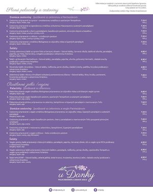 vegan menu at U Danky in Dolny Kubin