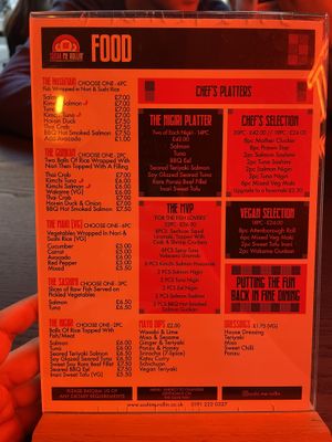 Menu  at Sushi Me Rollin' in Newcastle Upon Tyne