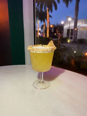 The “Whale’s Delight” Cocktail: white rum, pineapple juice, butterscotch syrup.  at Cyth & Co in Oakland Park