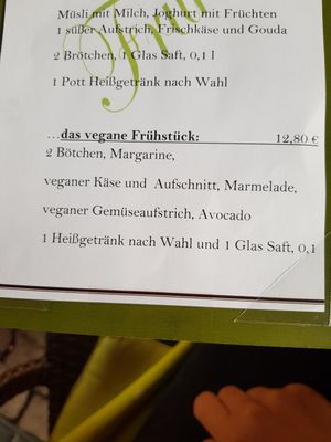 Frühstückskarte at Cafe Mitte in Peine